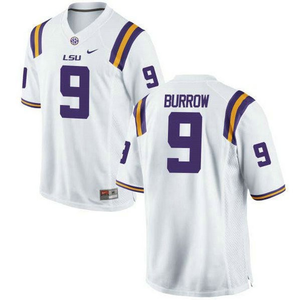 Mens Joe Burrow Lsu Tigers #9 Authentic White College Football Jersey 102